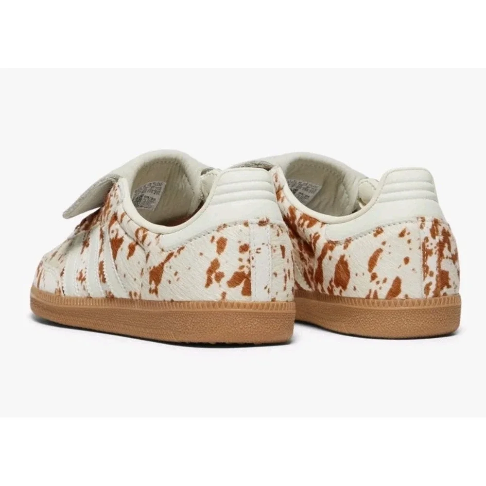 Adidas Samba LT Womens Cow Print Sneakers White Brown Gum Bottom JS3931 Size 9.5